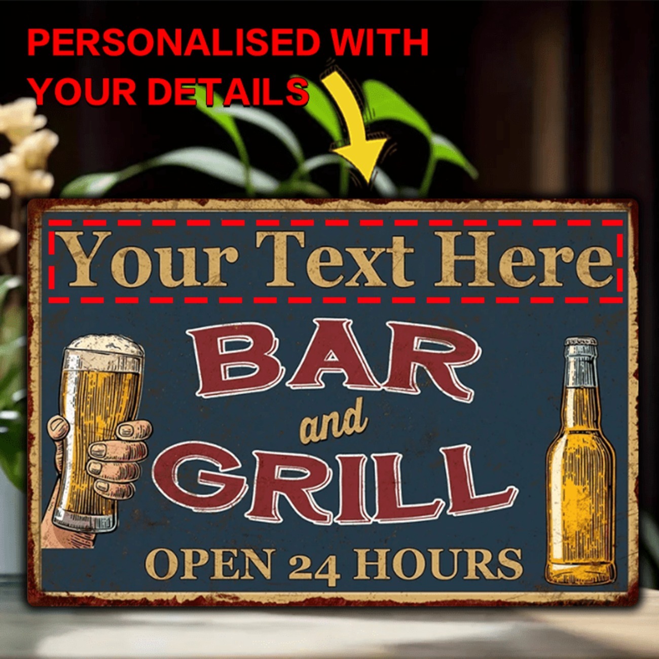 Home Bar Accessories - Customizable Bar & Grill Aluminum Metal