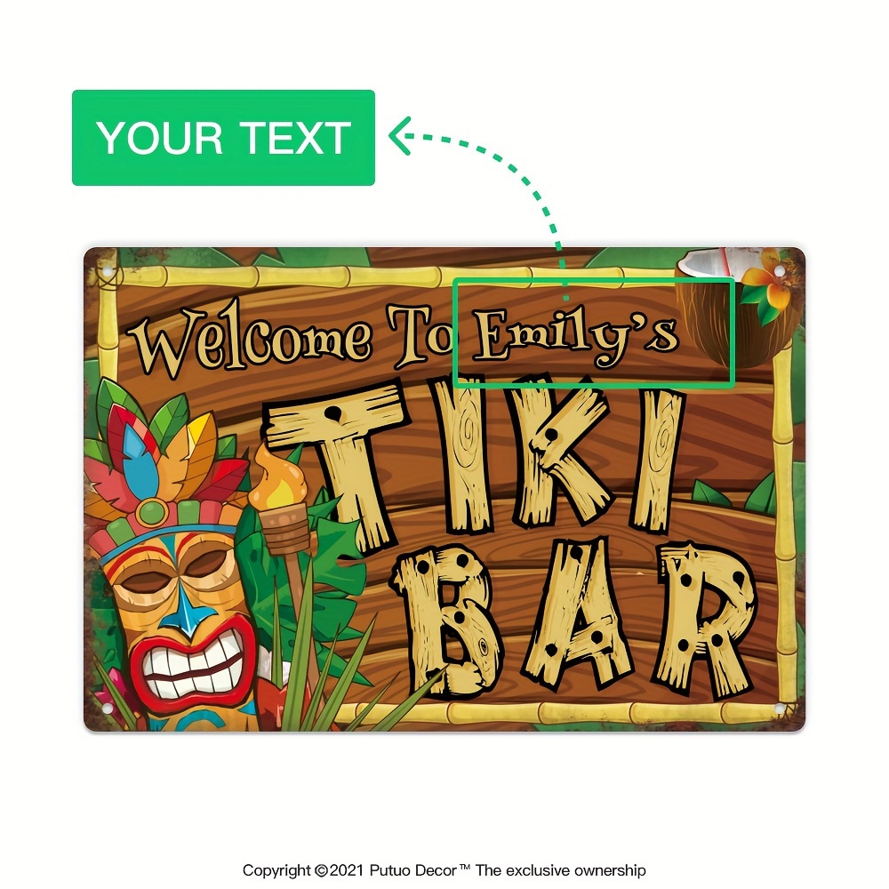 Home Bar Accessories - Custom Decor Tiki Bar Sign, Personalized