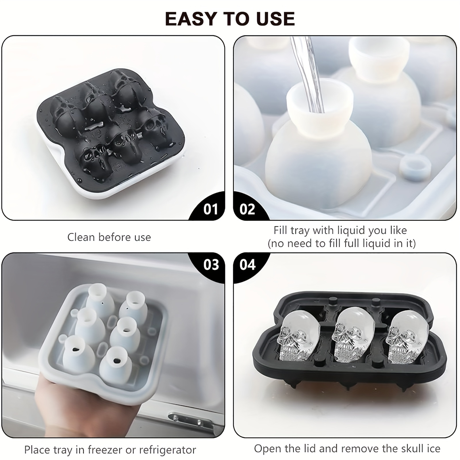 4-6 cells Skull Ice Ball Mold- - Ice Mold Sphere ulasan dan harga