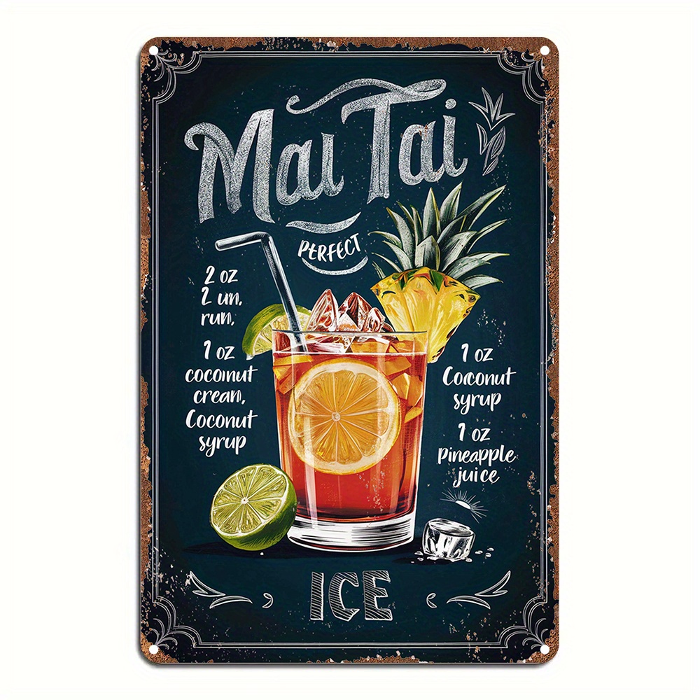 1pc Vintage Mai Tai Recipe Ing - Home Bar Lounge ulasan dan harga