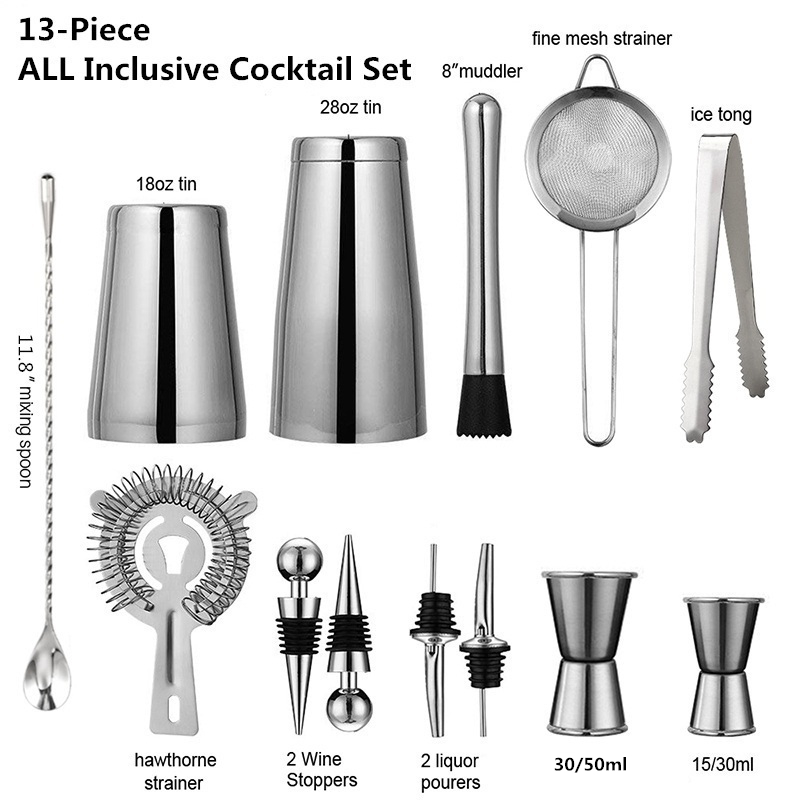 13Pcs/Set Stainless Steel Cock - Boston Shaker Set ulasan dan harga