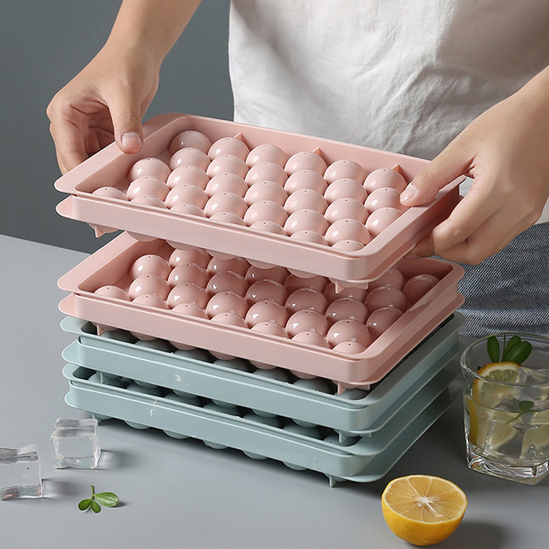 1Pc 3D Round  Tray with Lid Pl - Ice Mold Sphere ulasan dan harga