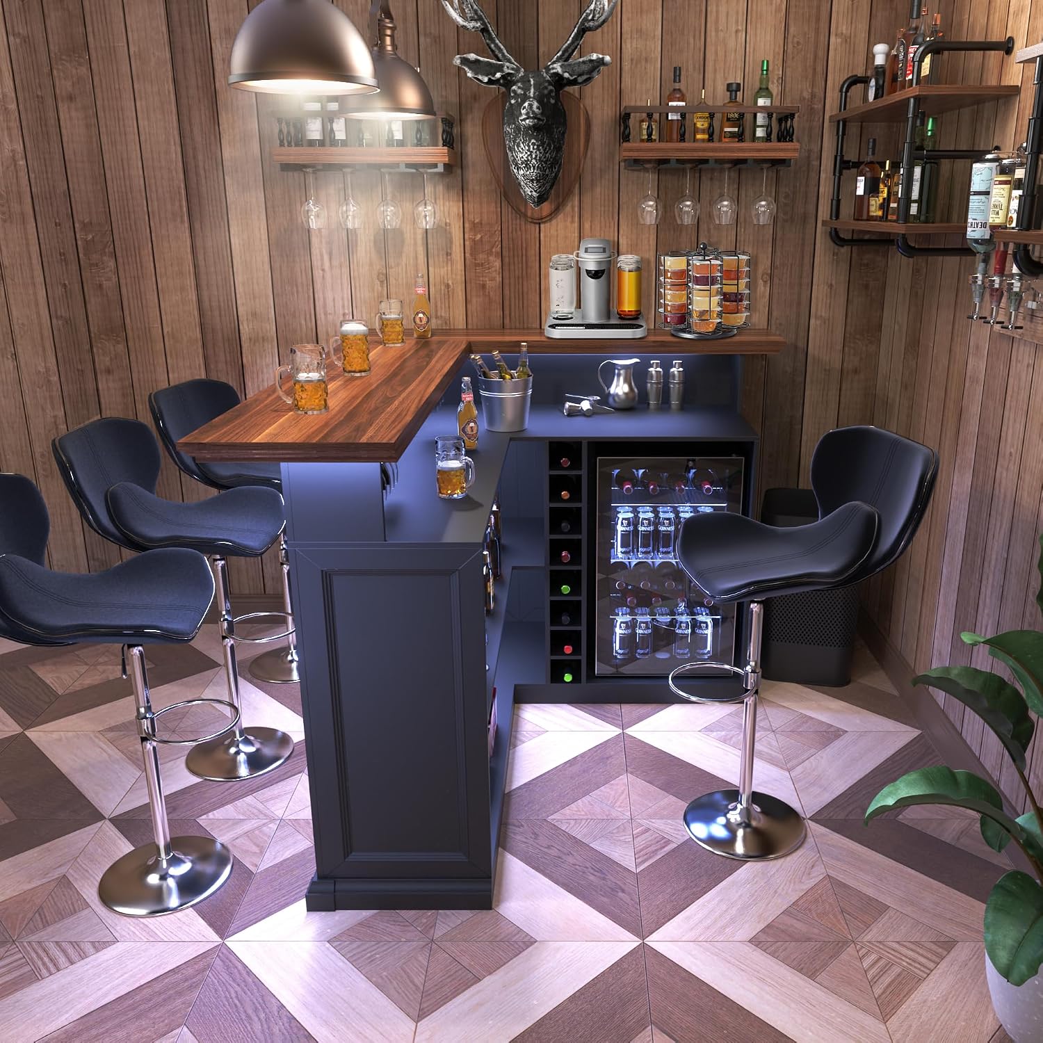 L-Shaped Home Bar Cabinet with - Home Bar Setup ulasan dan harga